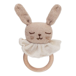 Main Sauvage - Wooden Bunny Teething Rattle | Beige