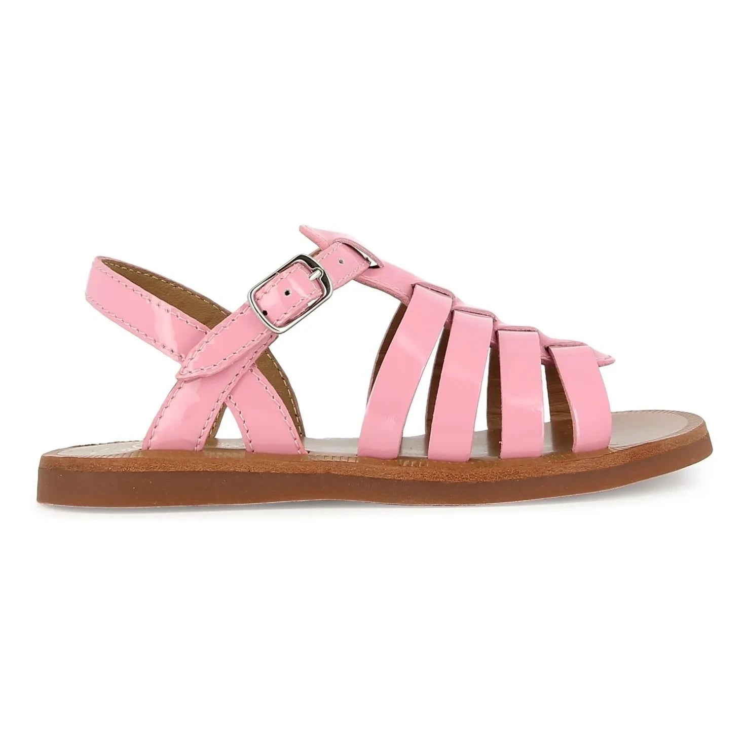 Pom d'Api - Plagette Strap Patent Sandaletler | Şeker pembesi