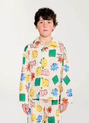 Bobo Choses - Organic Cotton Embroidered Shirt and Pants Set | Ecru