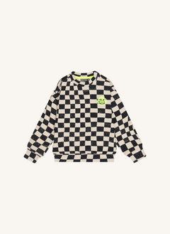 Tumble N'Dry - Ripley Check Organic Cotton Sweatshirt | Navy