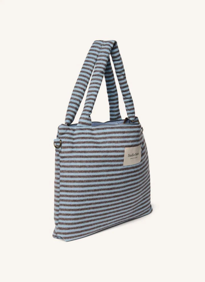 Studio Noos - Striped wool baby changing bag | Light blue