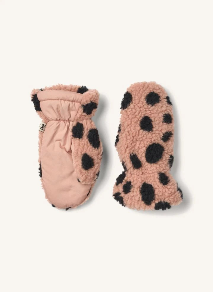Liewood - Grethe Leopard Recycled Fiber Sherpa Gloves | Pale Pink