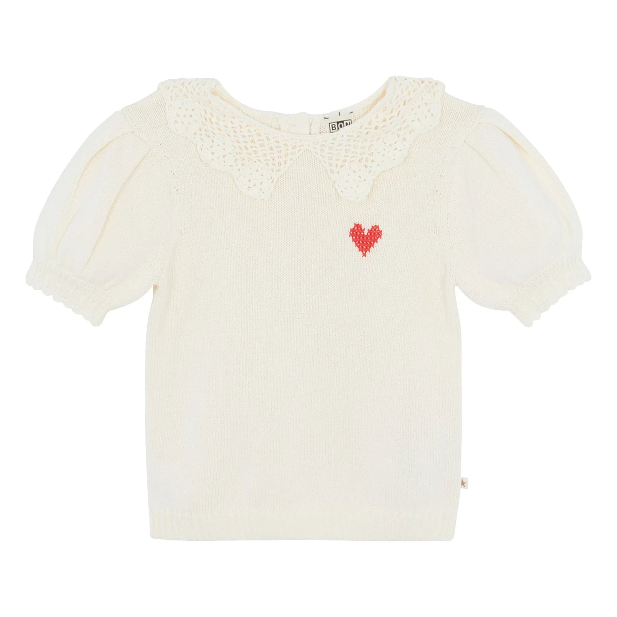 Bonton - Niko Short-Sleeve Claudine Collar Sweater | Ecru