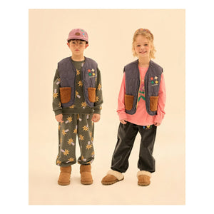 Jelly Mallow - Reversible Colorblock Sherpa-Style Sleeveless Jacket | Navy