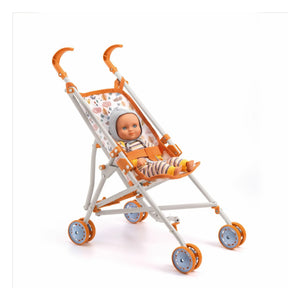 Djeco - POMEA - Wooden doll stroller | Orange