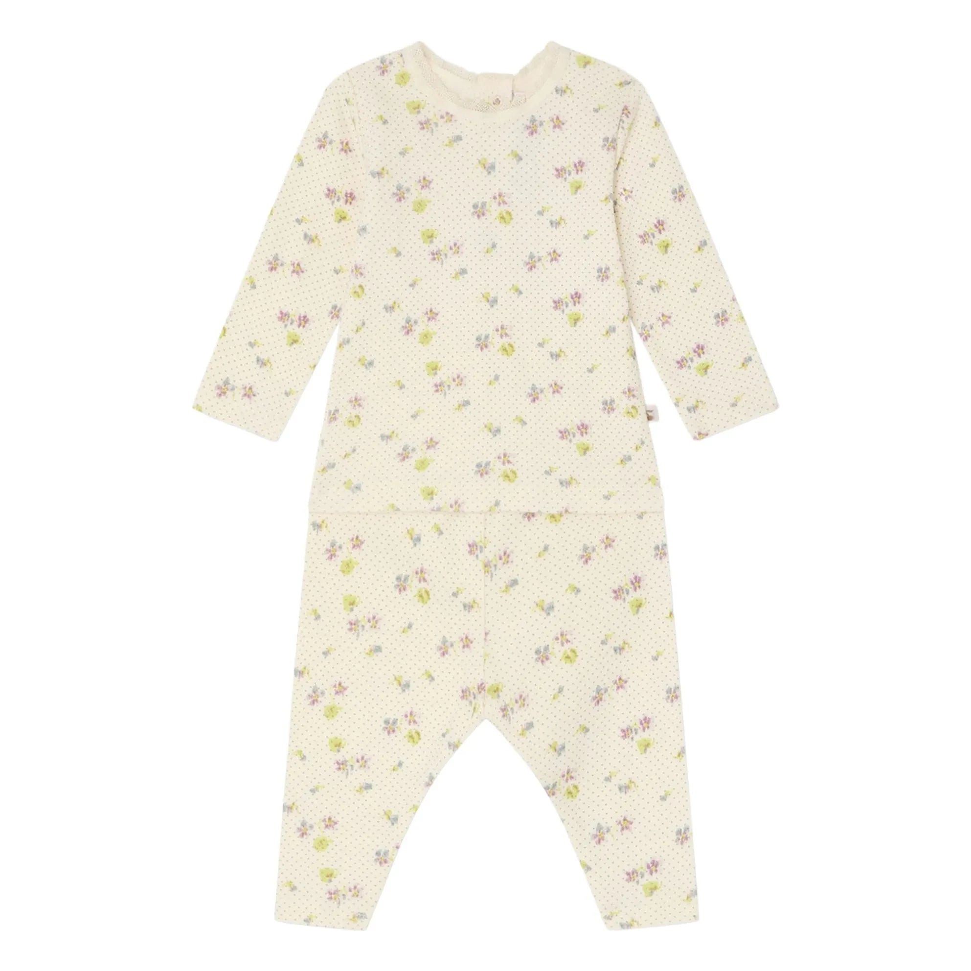 Bonpoint - Genna Floral Organic Cotton T-Shirt and Leggings Set | Ecru