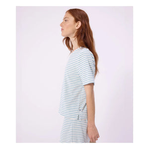 Petit Bateau - Striped Towel Pajama Shorts | Turquoise