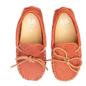Pèpè - Two-Material Nubuck Loafer Shoes | Terracotta Red