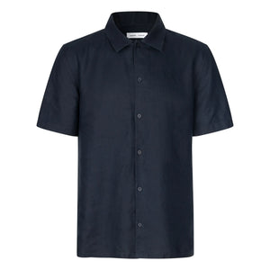 Samsoe Samsoe - Avan JX Cotton Short Sleeve Shirt | Dark Blue