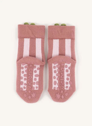 Victoria - Kalp Desenli Kaymaz Çorap | Pembe