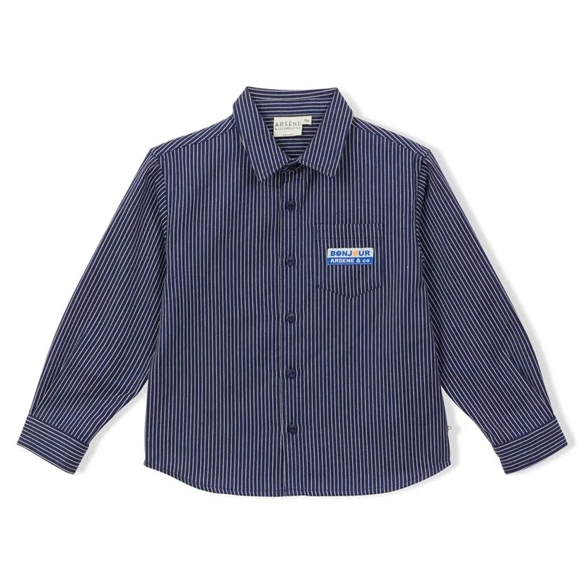 Arsène et Les Pipelettes - Striped Denim Shirt | Navy