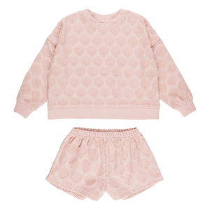 Rylee + Cru - Terry Kumaşlı Sweatshirt ve Şort Takımı | Açık Pembe