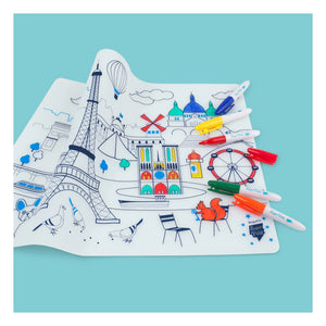 Superpetit - Paris Coloring Placemats with Bracelet and 5 Markers