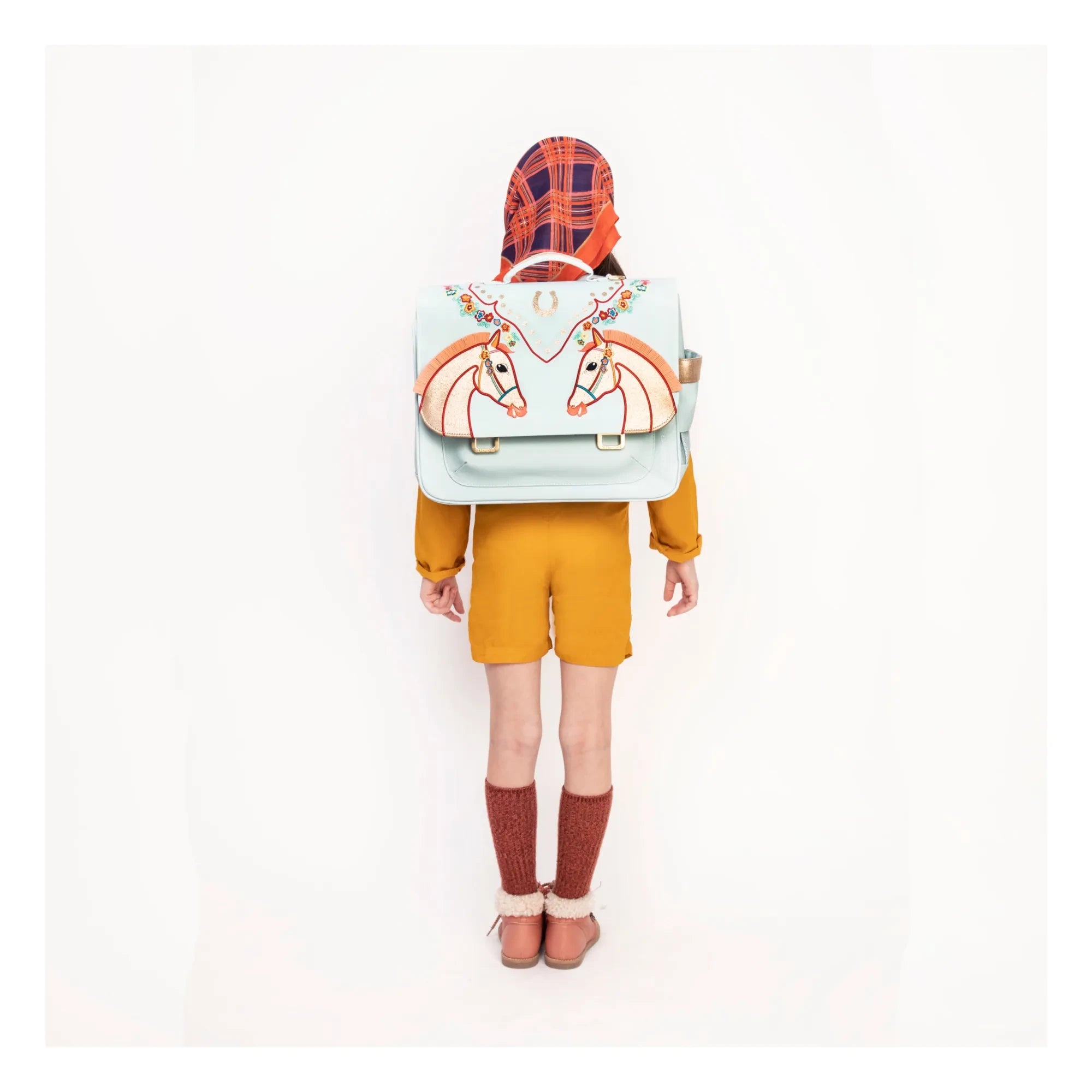 Jeune Premier - Cavalerie Çiçek Desenli Midi El Çantası | Açık Mavi