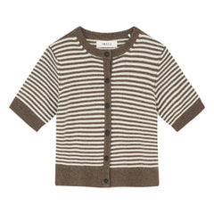 Skall Studio - Carmine Stripes Merino Yün Hırka | Kahverengi