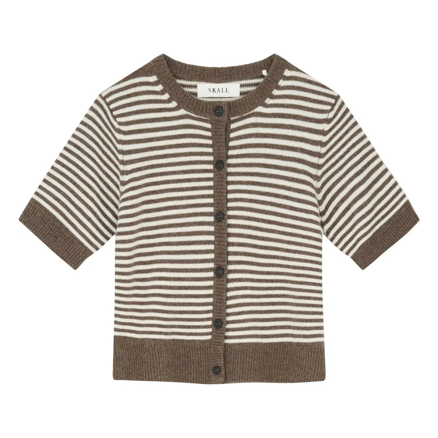 Skall Studio - Carmine Stripes Merino Wool Cardigan | Brown