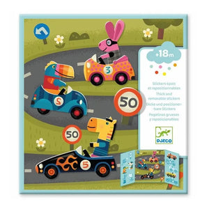 Djeco - Thick, Reusable Stickers - Car
