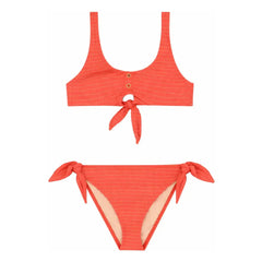 Lison Paris - Calypso 2 Piece Knotted Swimsuit Metallic | Coral