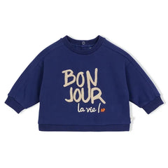 Arsène et Les Pipelettes - "Bonjour La Vie" Organik Pamuklu Sweatshirt | Lacivert