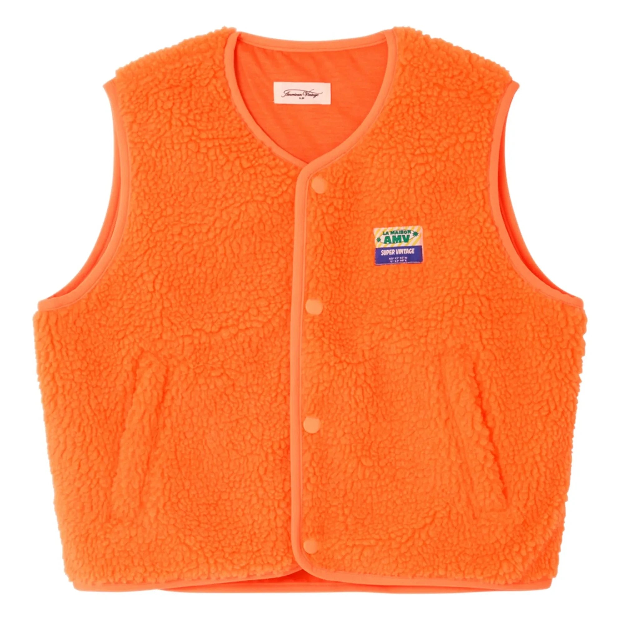American Vintage - Hoktown Sleeveless Jacket Made from Recycled Fibers | Neon Orange