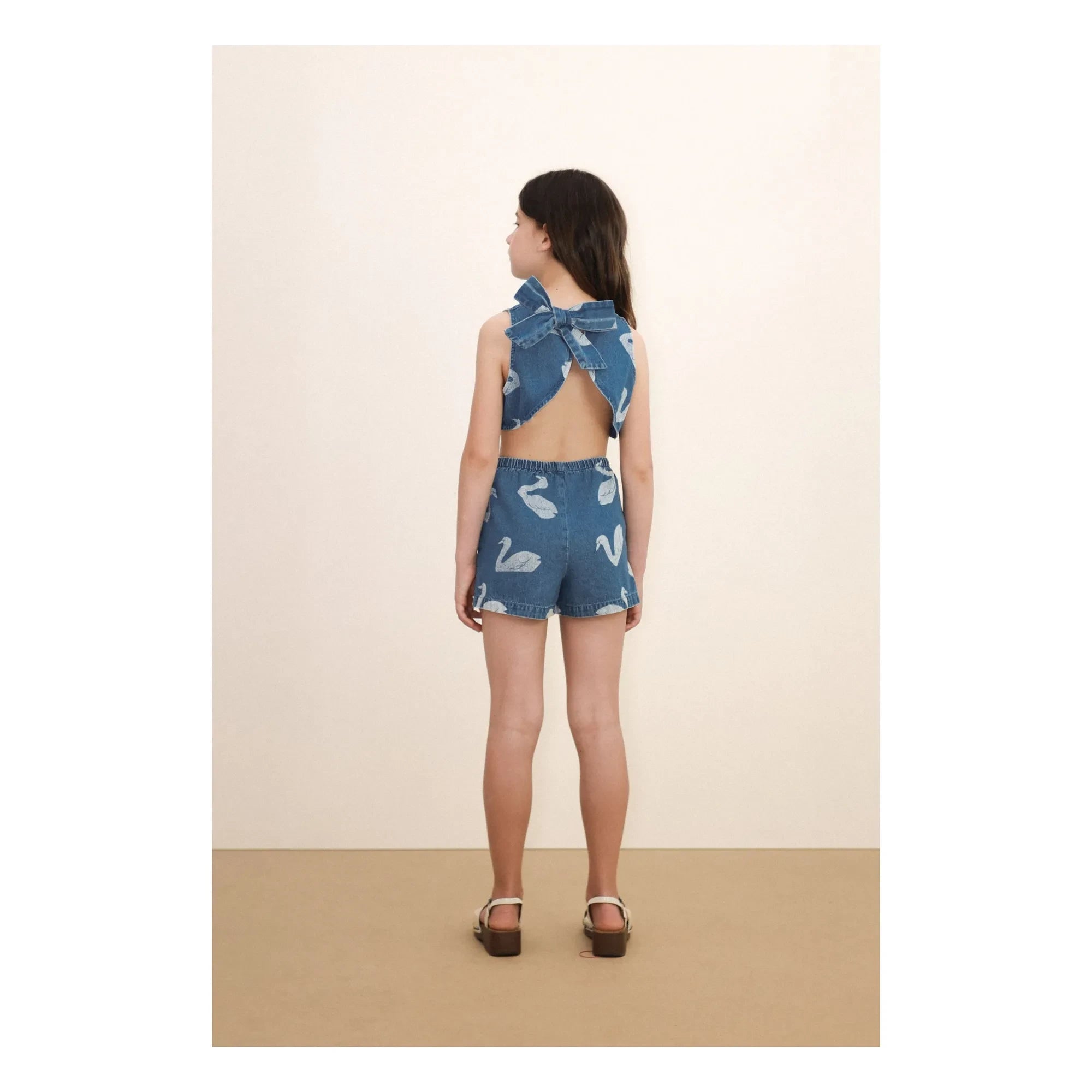 Tinycottons - Crop Top Denim Swans | Blue