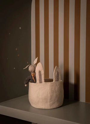 Muskhane - Pasu Bunny Felt Storage Basket | Ecru