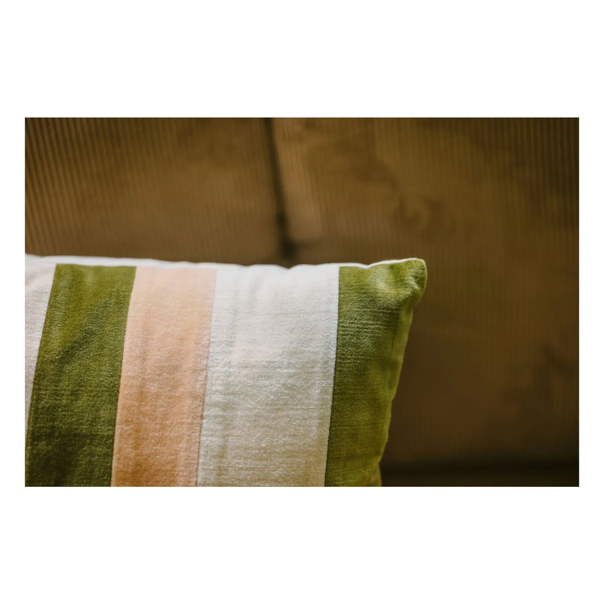 HKliving - Striped Velvet Pillow | Cream