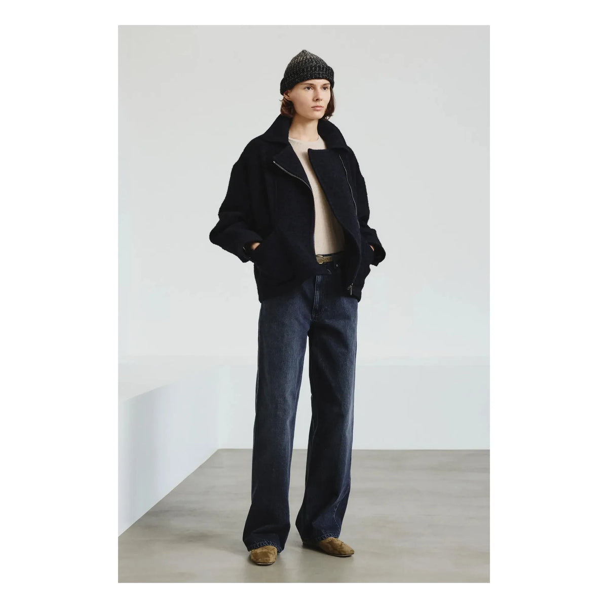 Pomandère - Wool Zip-up Coat | Navy