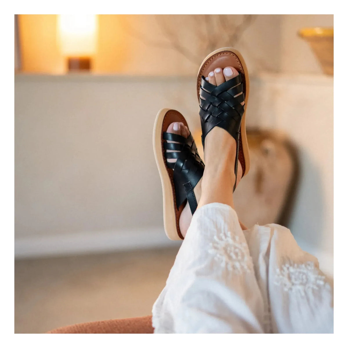 Mapache - Leather Sandals | Black