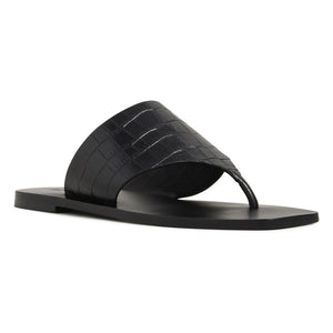 A. Emery - Crocodile Patterned Nose Sandals | Black