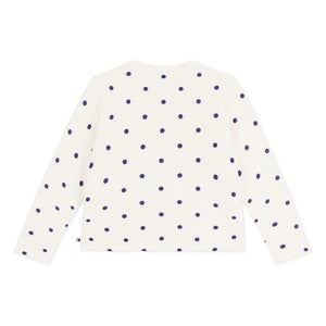 Petit Bateau - Cotton Fleece Polka Dot Cardigan | Ecru