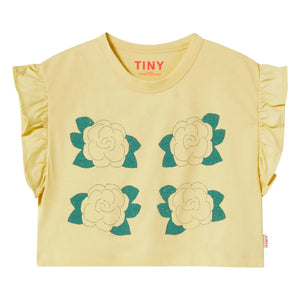 Tinycottons - Organic cotton pink ruffled T-shirt | Pale yellow
