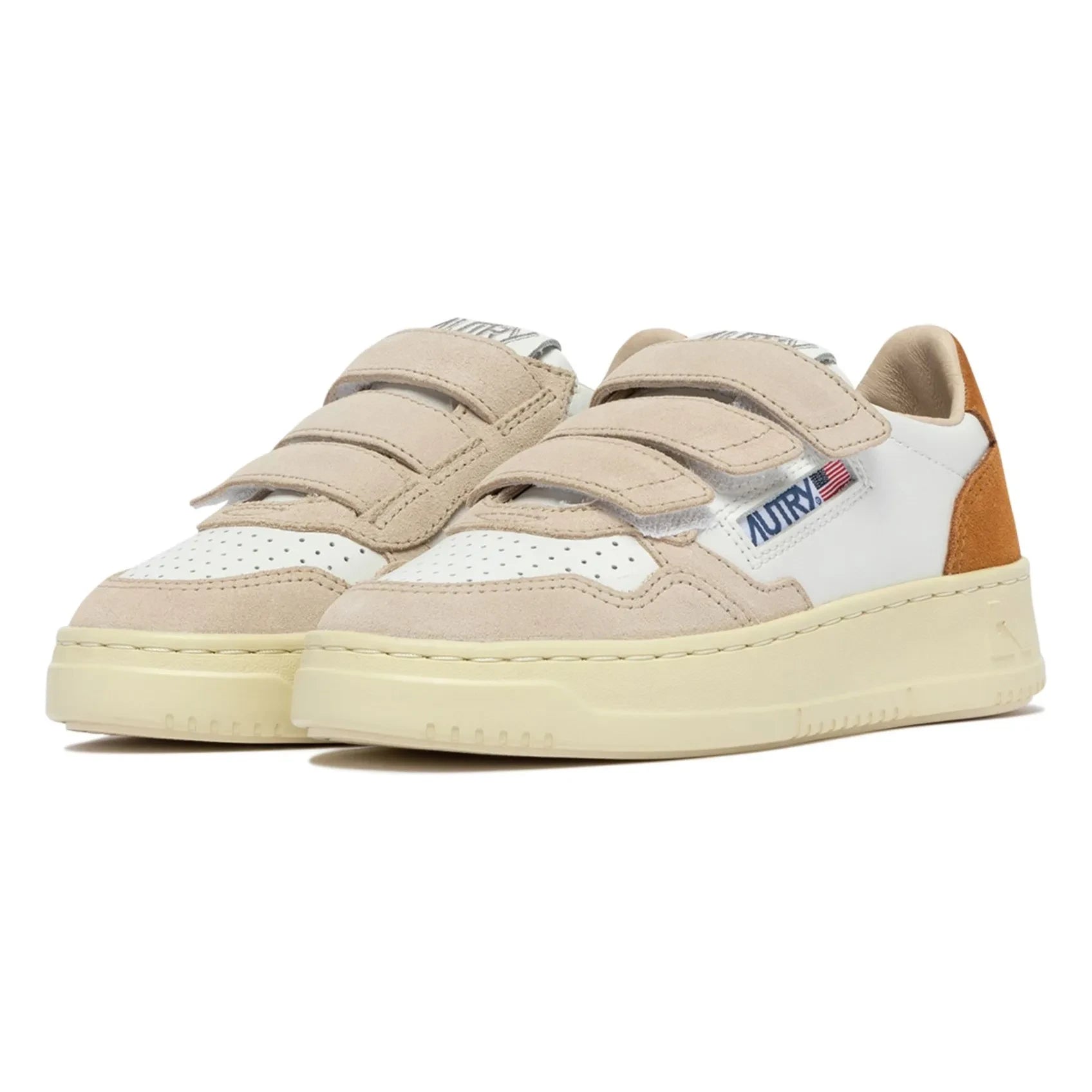 Autry - Kids Kidstripes Low Tricolor Suede Sneakers | Camel