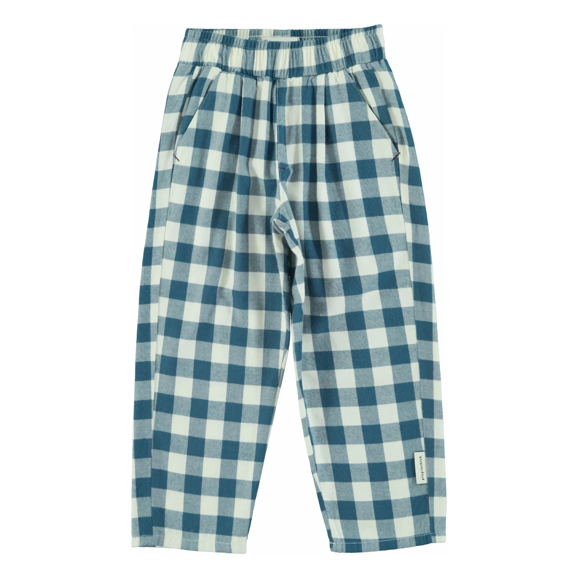 Piupiuchick - Organic Cotton Checkered Pants | Blue