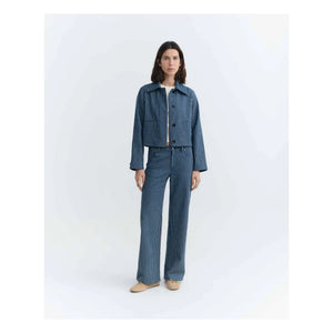 Thinking Mu - Astrid Striped Organic Cotton Jacket | Gray Blue