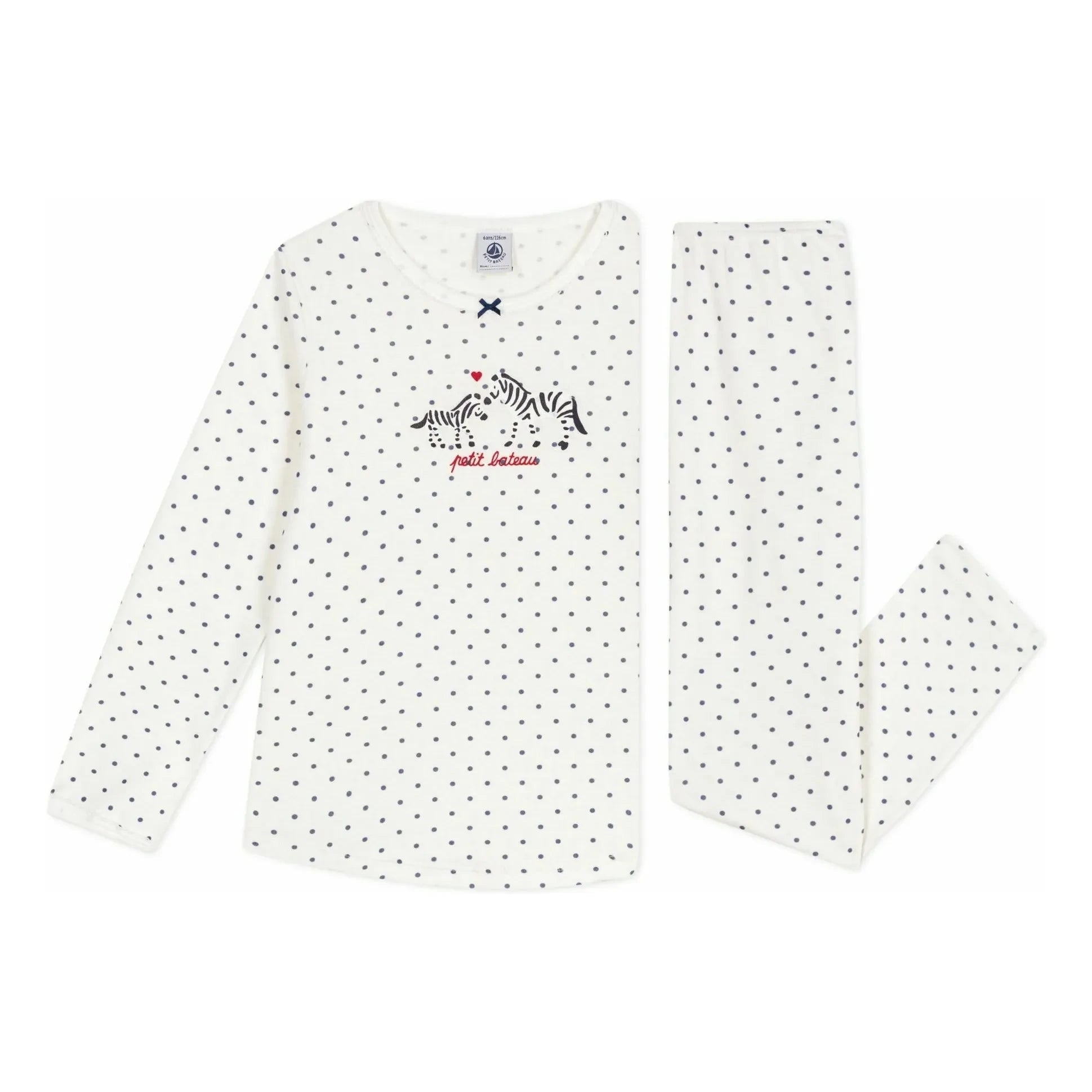 Petit Bateau - Zebra Polka Dot Organic Cotton Pajamas | White