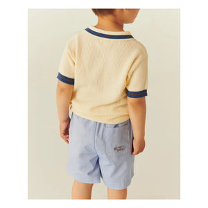 Copenhagen Colors - Fluffy Striped Organic Cotton Polo Shirt | Pale yellow