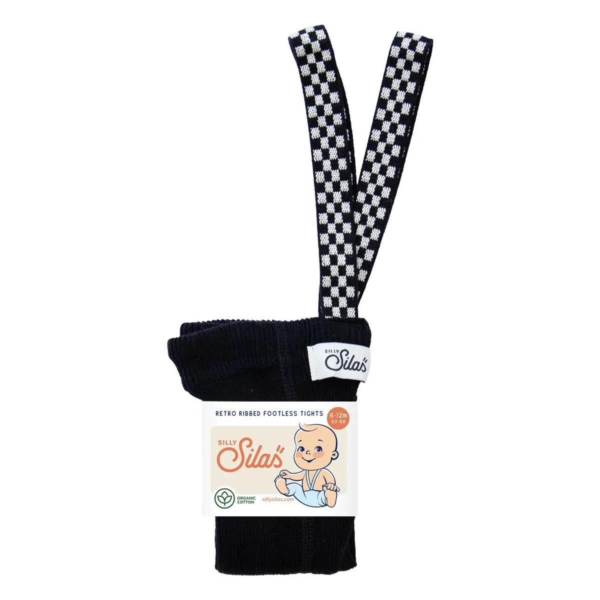 Silly Silas - Organic Cotton Patiska-Banded Knee-High Socks | Black