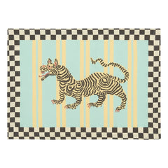 Lisa Corti - Tiger cotton placemat, Lisa Corti x The Socialite Family | Turquoise