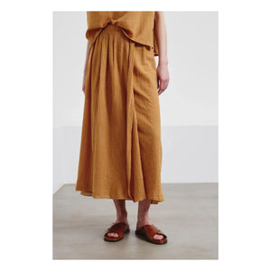 Pomandère - Organic Cotton Muslin Skirt | Apricot