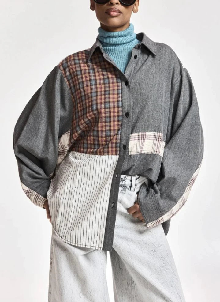 Essentiel Antwerp - Kingsley Patchwork Shirt | Grey