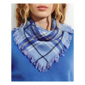 Bompard - Mini Checkered Cashmere Scarf | Blue
