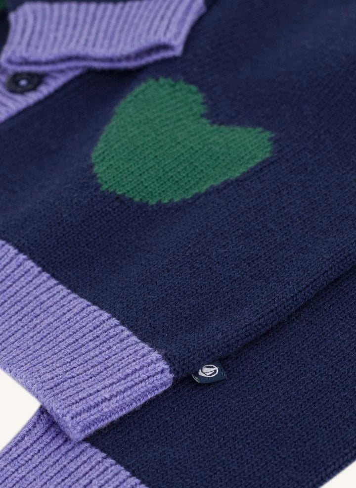 Petit Bateau - Wool Hearts Cardigan | Night Blue
