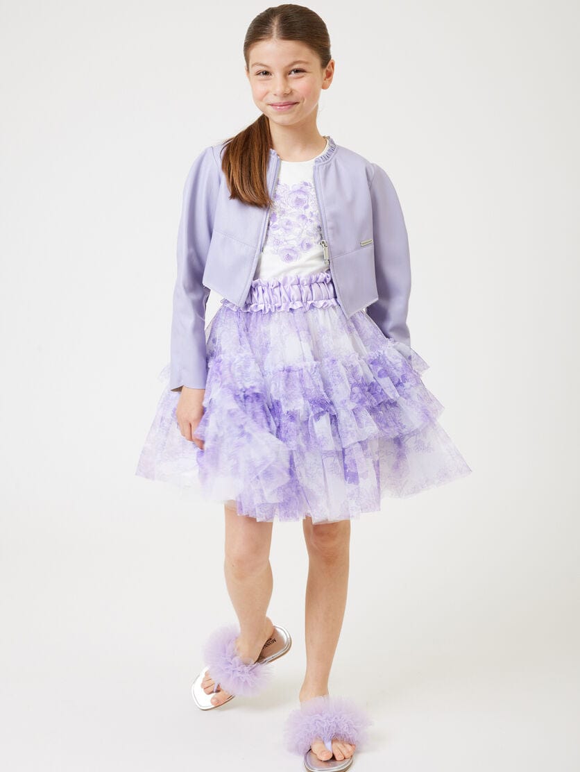 Monnalisa Girls Monochrome Tulle Skirt in Purple