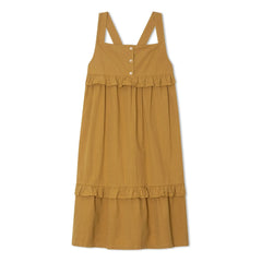 Matona - Mi-Long Ruffle Dress Organic Cotton | Mustard