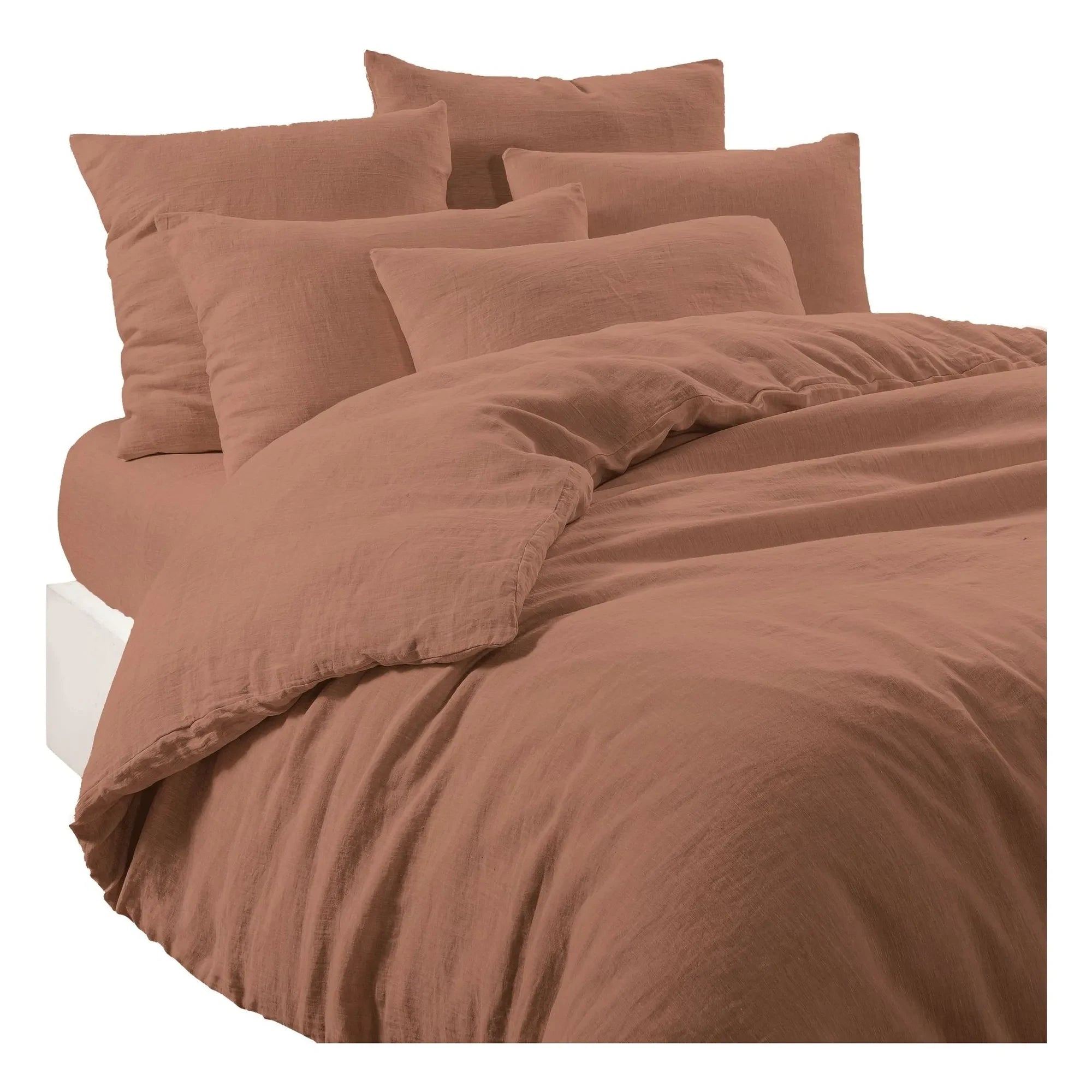 Haomy - Leria Linen Elastic Fitted Sheet | Mocaccino