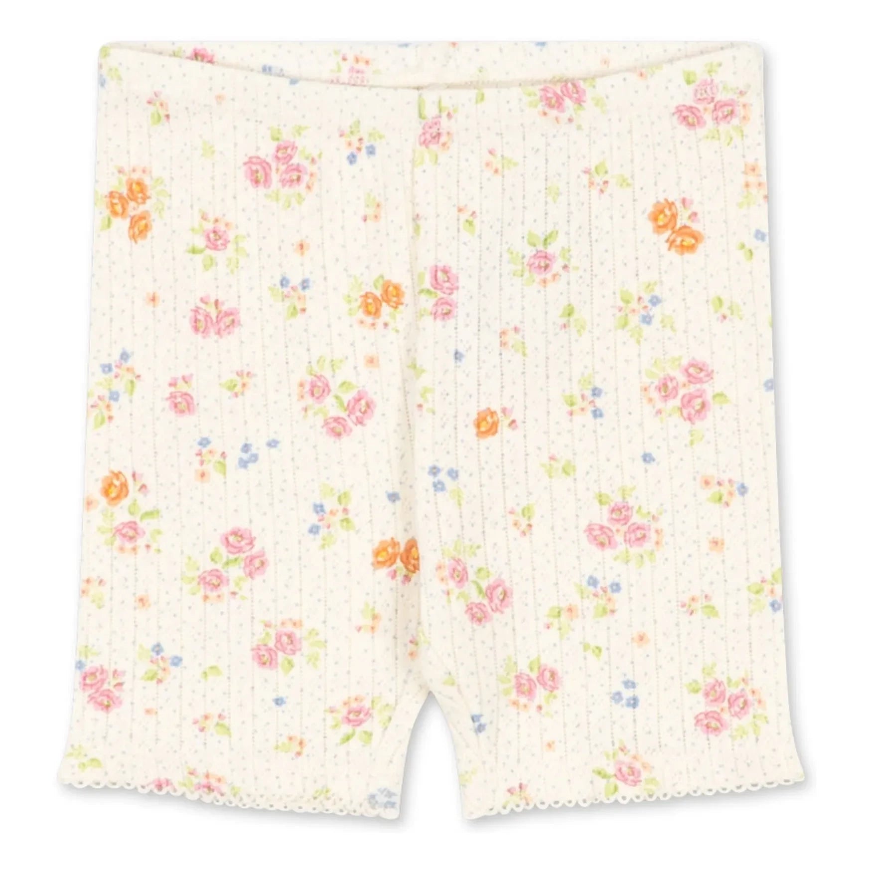 Konges Sløjd - Minnie Floral Print Ribbed Cycling Leggings Organic Cotton | Ecru