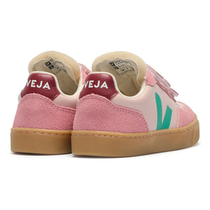 Veja - Small V-90 Leather Sneakers with Scratch Detail | Pink