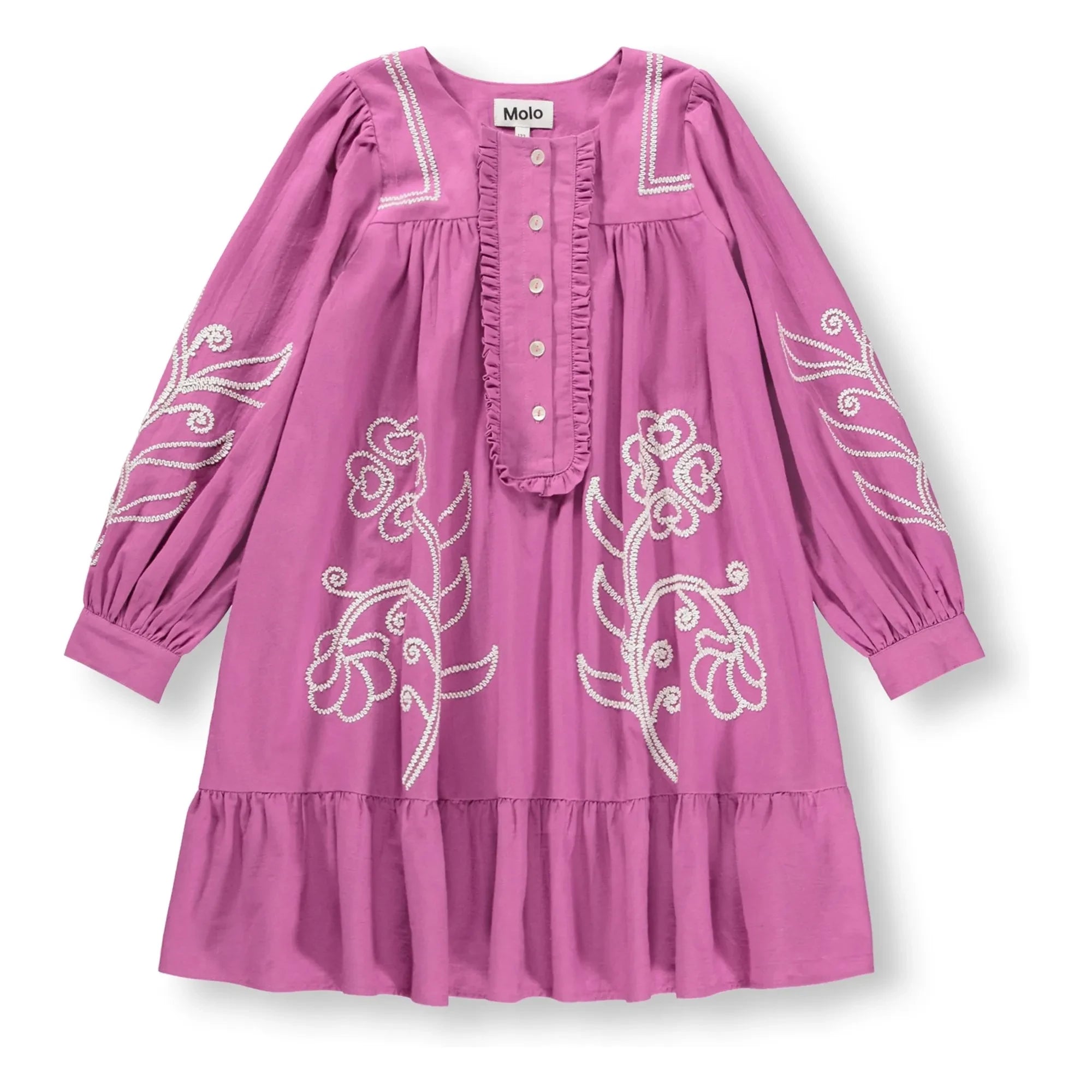 Molo - Crelo Button Dress Organic Cotton Flowers | Purple