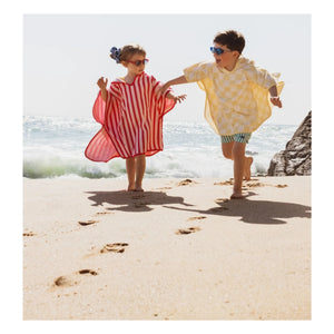 Jera Mini - Striped Towel Poncho | Pink